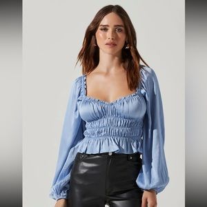 ASTR Rowan satin peplum top NWT
